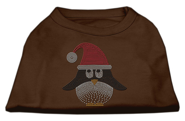 Santa Penguin Rhinestone Dog Shirt Brown