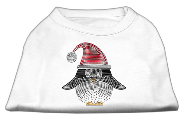 Santa Penguin Rhinestone Dog Shirt White