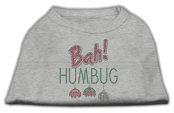 Bah Humbug Rhinestone Dog Shirt Grey