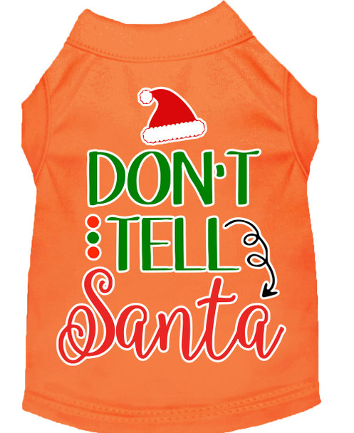 Don't Tell Santa Screen Print Dog Shirt - Orange