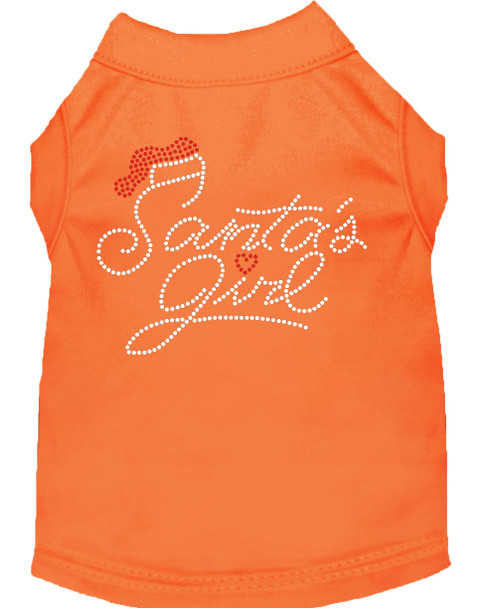 Santa's Girl Rhinestone Dog Shirt - Orange