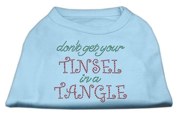 Tinsel In A Tangle Rhinestone Dog Shirt Baby Blue