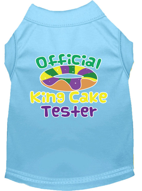 King Cake Taster Screen Print Mardi Gras Dog Shirt - Baby Blue