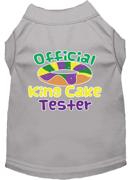 King Cake Taster Screen Print Mardi Gras Dog Shirt - Grey