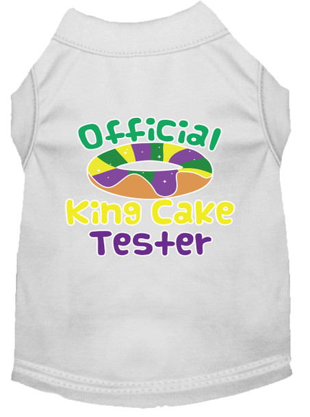 King Cake Taster Screen Print Mardi Gras Dog Shirt - White