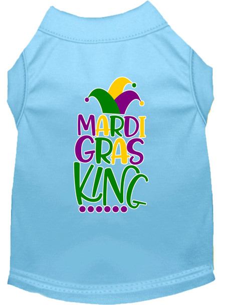 Mardi Gras King Screen Print Mardi Gras Dog Shirt- Baby Blue