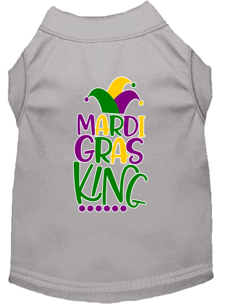 Mardi Gras King Screen Print Mardi Gras Dog Shirt - Grey