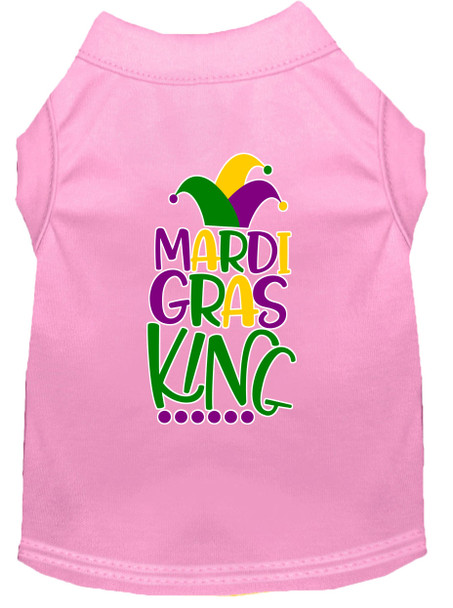 Mardi Gras King Screen Print Mardi Gras Dog Shirt - Light Pink