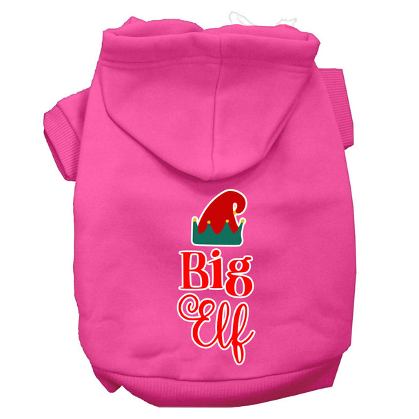 Big Elf Screen Print Dog Hoodie - Bright Pink