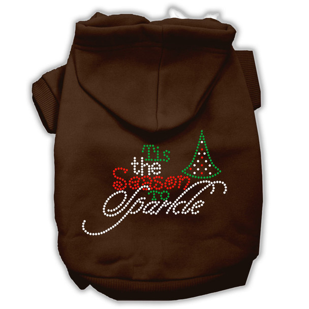 Tis The Season To Sparkle Rhinestone Dog Hoodie - Brown