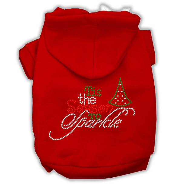 Tis The Season To Sparkle Rhinestone Dog Hoodie - Red