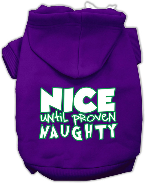 Nice Until Proven Naughty Screen Print Pet Hoodie - Purple