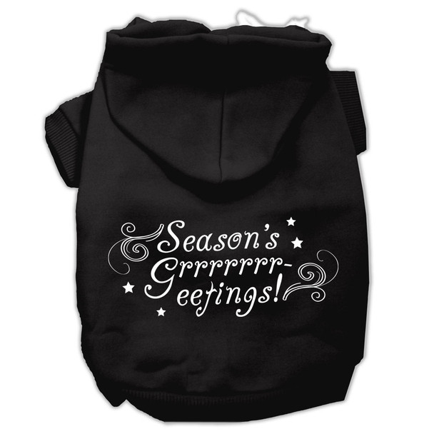 Seasons Greetings Screen Print Pet Hoodies Black