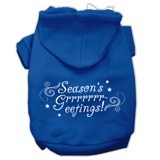 Seasons Greetings Screen Print Pet Hoodies Blue