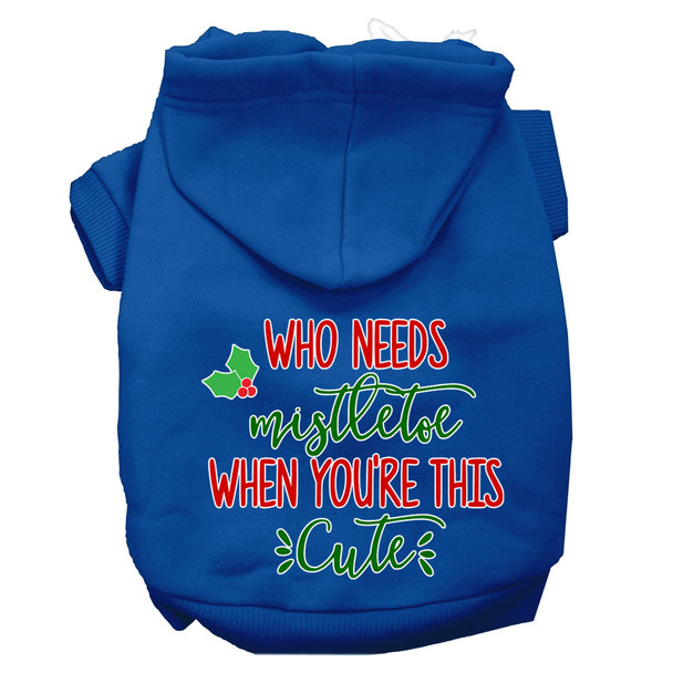 Who Needs Mistletoe Screen Print Dog Hoodie - Blue