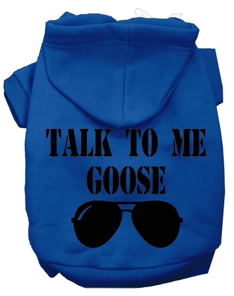 Talk To Me Goose Screen Print Dog Hoodie - Blue