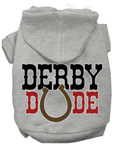 Derby Dude Screen Print Dog Hoodie - Grey