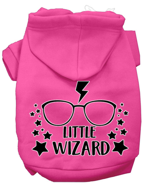 Little Wizard Screen Print Dog Hoodie - Bright Pink