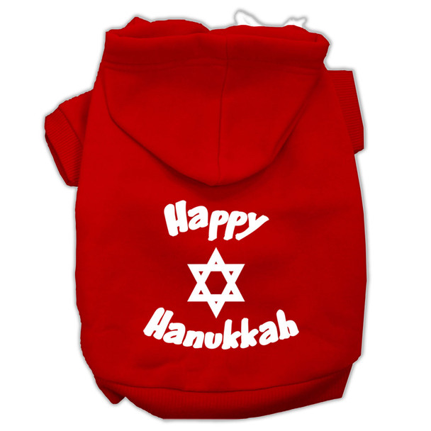 Happy Hanukkah Screen Print Pet Hoodies - Red
