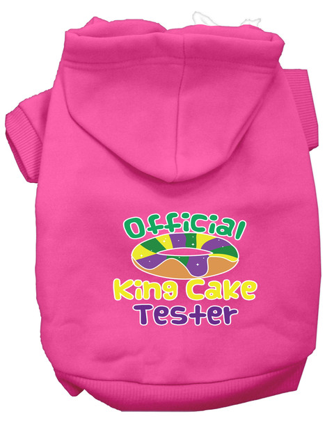 King Cake Taster Screen Print Mardi Gras Dog Hoodie - Bright Pink