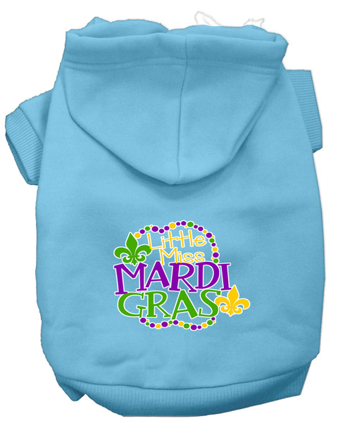 Miss Mardi Gras Screen Print Mardi Gras Dog Hoodie - Baby Blue