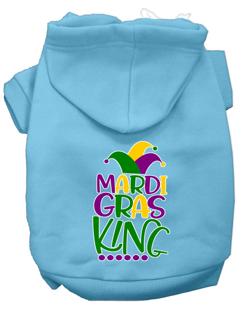 Mardi Gras King Screen Print Mardi Gras Dog Hoodie - Baby Blue