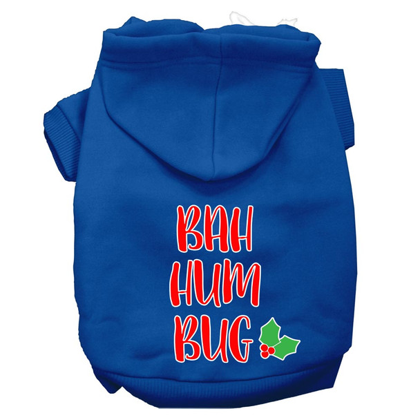 Bah Humbug Screen Print Dog Hoodie - Blue