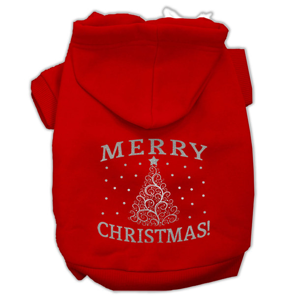 Shimmer Christmas Tree Pet Hoodies - Red