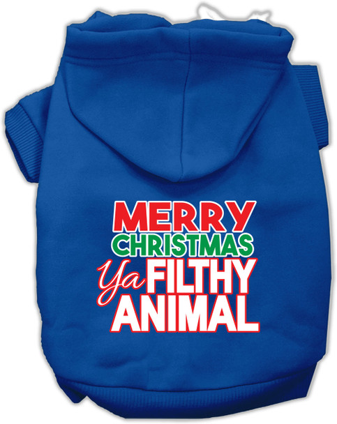 Ya Filthy Animal Screen Print Pet Hoodie - Blue