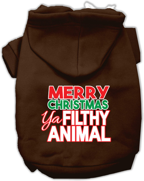 Ya Filthy Animal Screen Print Pet Hoodie - Brown