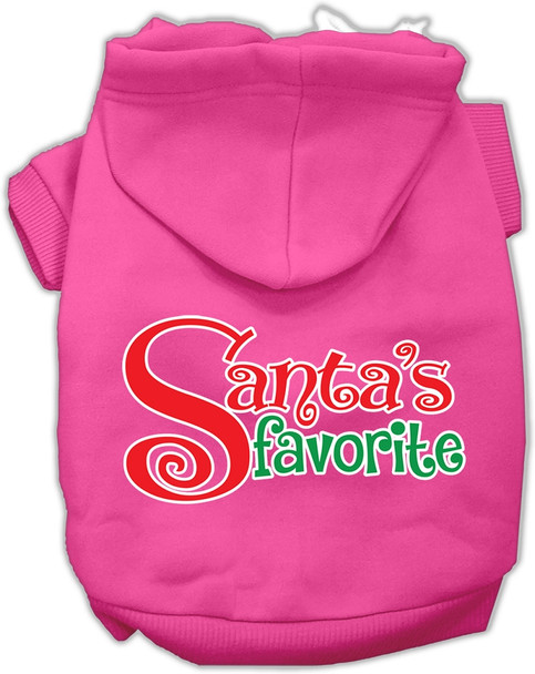 Santas Favorite Screen Print Pet Hoodie - Bright Pink