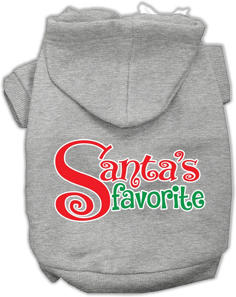 Santas Favorite Screen Print Pet Hoodie - Grey