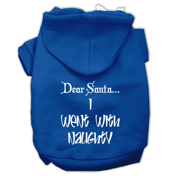 Dear Santa I Went With Naughty Screen Print Pet Hoodie- Blue
