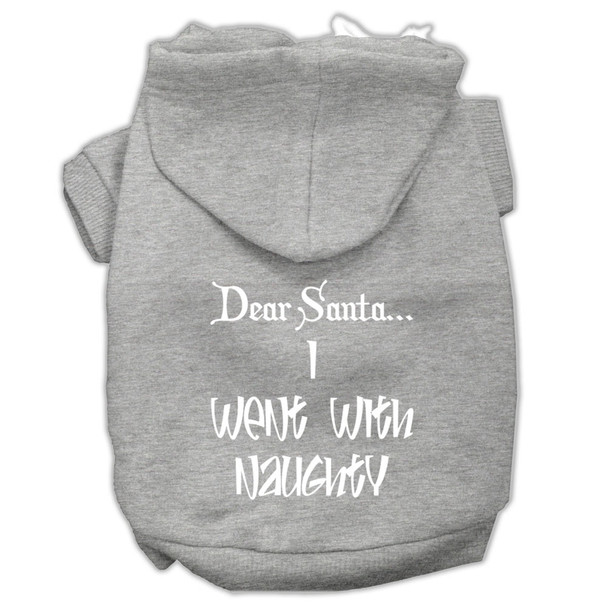 Dear Santa I Went With Naughty Screen Print Pet Hoodies/Grey