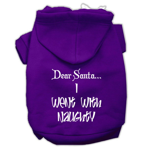 Dear Santa I Went With Naughty Screen Print Pet Hoodies - Purple