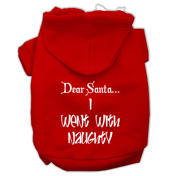 Dear Santa I Went With Naughty Screen Print Pet Hoodies- Red