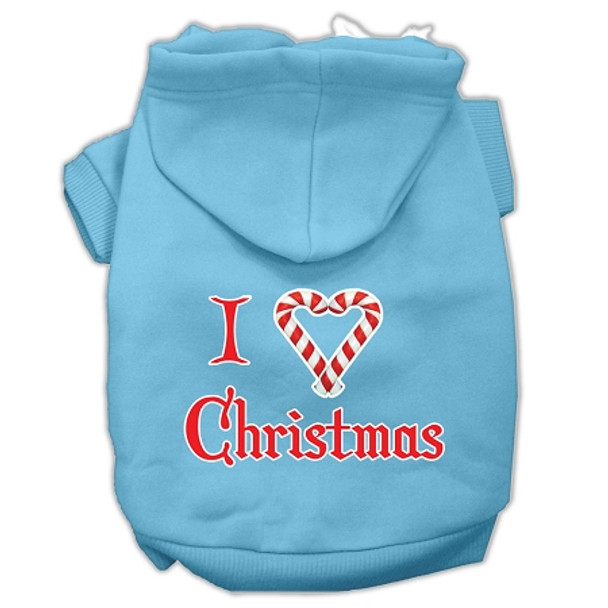 I Heart Christmas Screen Print Pet Hoodies - Baby Blue