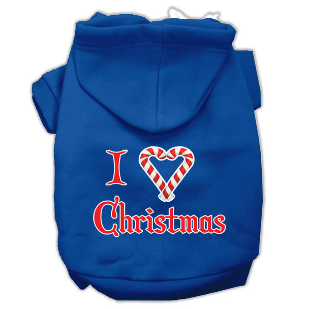 I Heart Christmas Screen Print Pet Hoodies - Blue