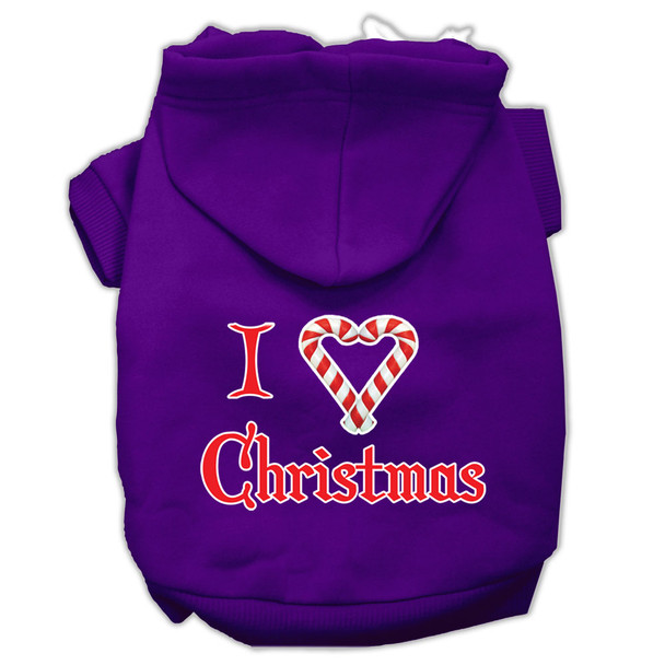 I Heart Christmas Screen Print Pet Hoodies - Purple