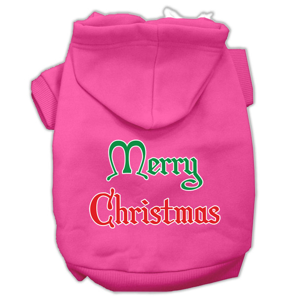 Merry Christmas Screen Print Pet Hoodies - Bright Pink