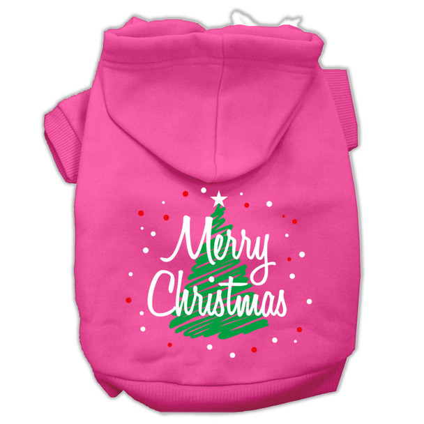 Scribbled Merry Christmas Pet Hoodies - Bright Pink