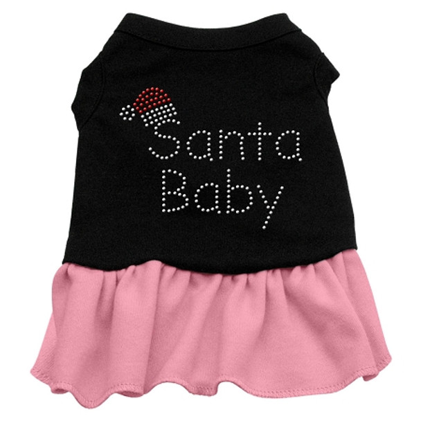 Santa Baby Rhinestone Dress - Black With Pink