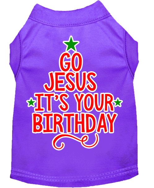 Go Jesus Screen Print Dog Shirt - Purple