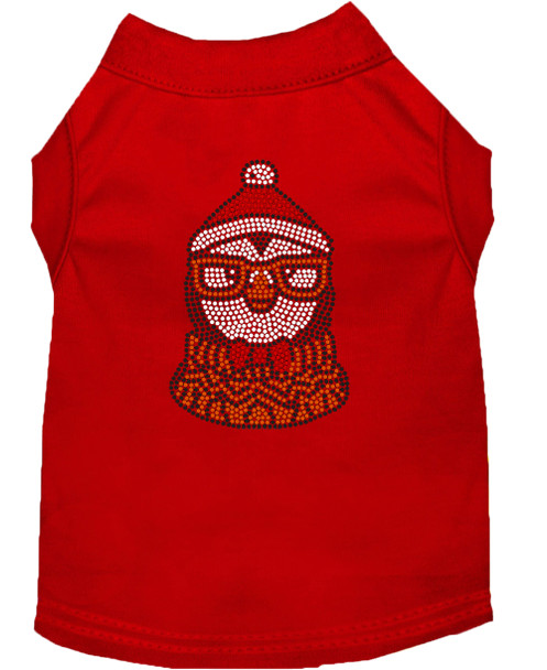 Hipster Penguin Rhinestone Dog Shirt - Red