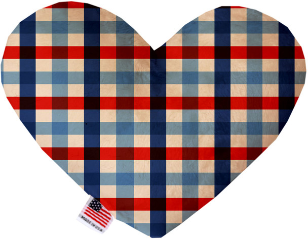 Patriotic Plaid Heart Dog Toy, 2 Sizes