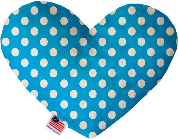 Aqua Blue Swiss Dots Heart Dog Toy, 2 Sizes