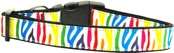 Zebra Rainbow Nylon Dog & Cat Collar