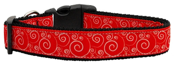 Red And White Swirly Nylon Dog  & Cat Collar