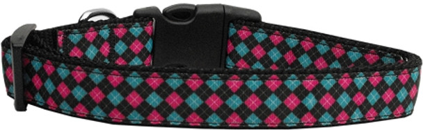 Pink And Blue Plaid Nylon Dog & Cat Collar