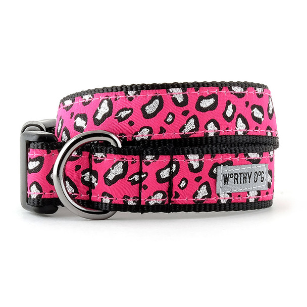 Cheetah Pink Pet Dog & Cat Collar & Optional Lead